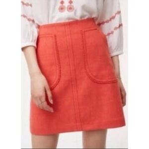 Loft Orange Cotton Blend Pencil Mini Skirt Size 6